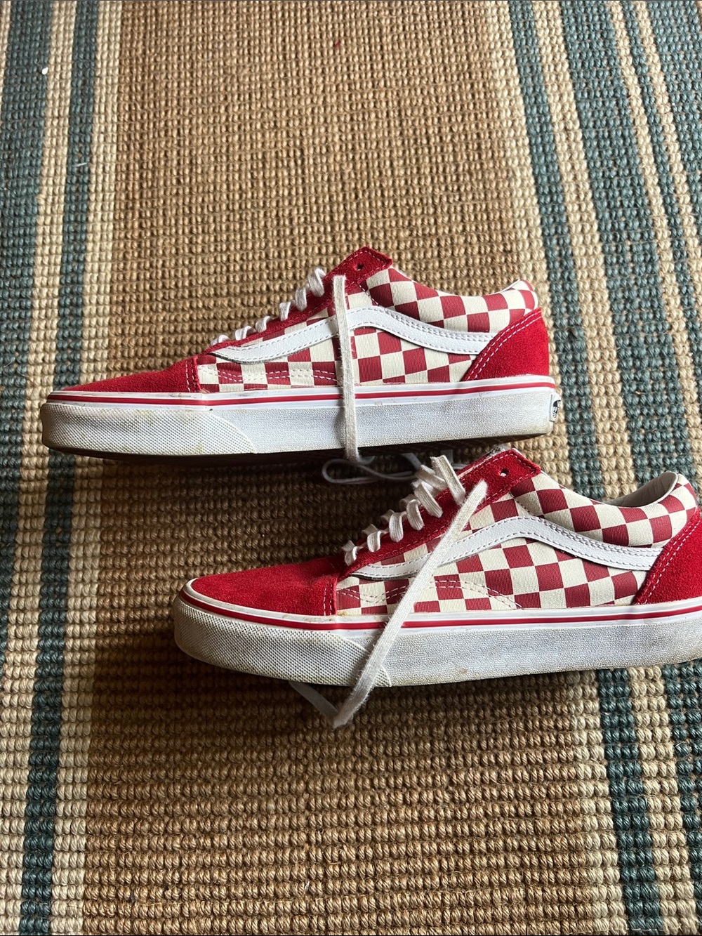 Vans Red and White Checkerboard Low-Top Sneakers - Picture 6 of 8